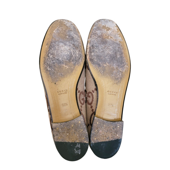 Gucci Monogram GG Horsebit Jordaan Loafers Canvas Brown Logo 7.5 37.5 431467 - Picture 13 of 13